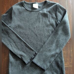 Girls Charcoal Ribbed Long Sleeve Top